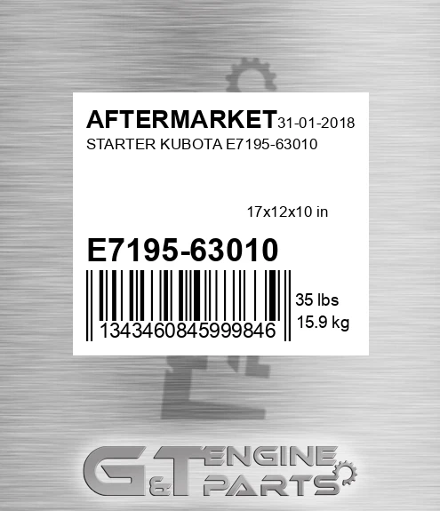 E7195-63010 Starter Kubota E7195-63010 for AFTERMARKET