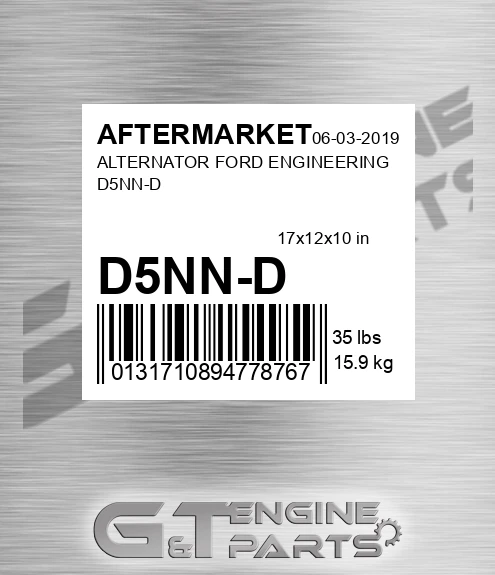 D5NN-D Alternator Ford Engineering D5nn-d for AFTERMARKET