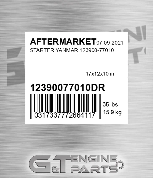 12390077010DR Starter Yanmar 123900-77010 for AFTERMARKET