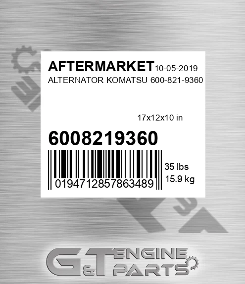 6008219360 Alternator Komatsu for AFTERMARKET