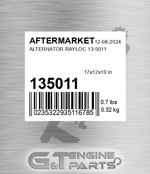 135011 Alternator Rayloc