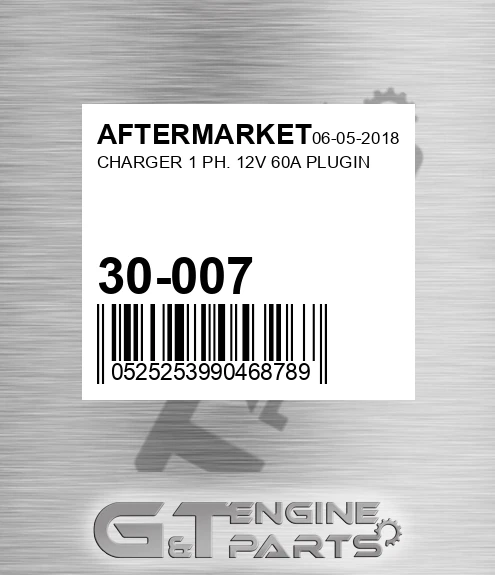 30-007 Charger 1 Ph. 12v 60a Plugin