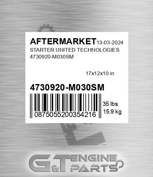 4730920-M030SM Starter United Technologies 4730920-m030sm for AFTERMARKET