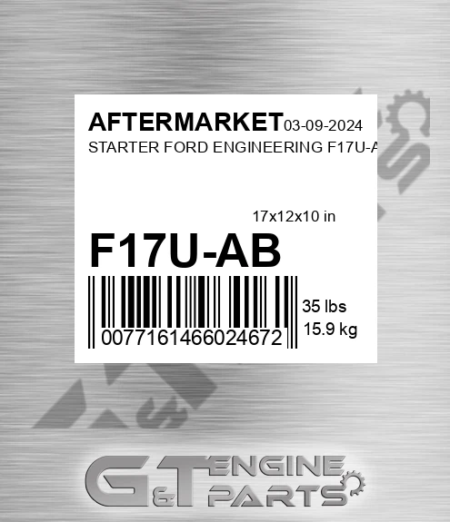 F17U-AB Starter Ford Engineering F17u-ab for AFTERMARKET