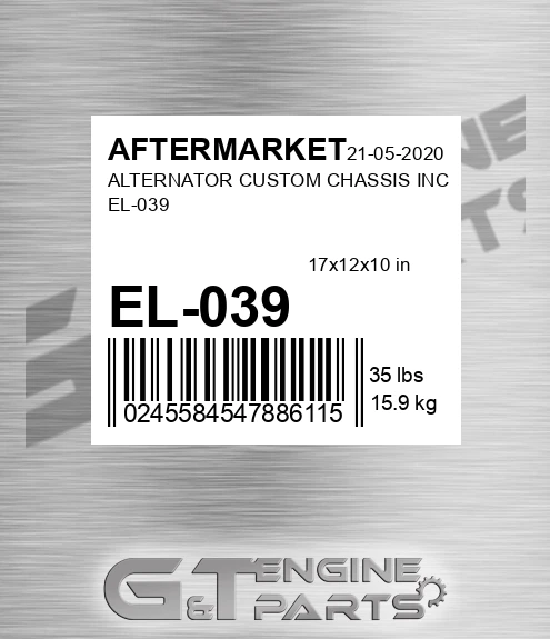 EL-039 Alternator Custom Chassis Inc El-039 for AFTERMARKET