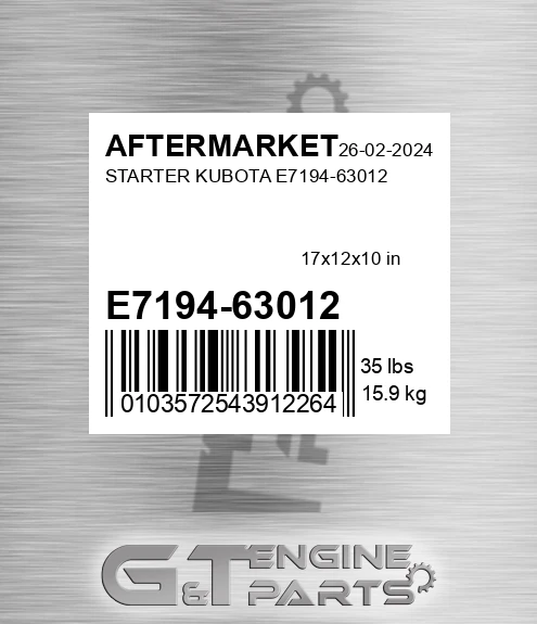 E7194-63012 Starter Kubota E7194-63012 for AFTERMARKET