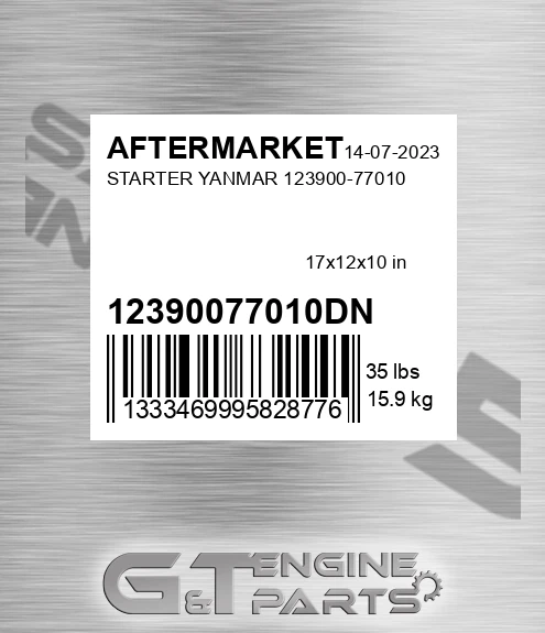 12390077010DN Starter Yanmar 123900-77010 for AFTERMARKET