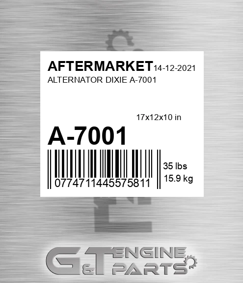 A-7001 Alternator Dixie A-7001 for AFTERMARKET