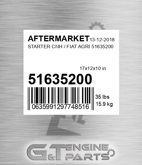 51635200 Starter Cnh / Fiat Agri