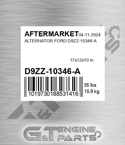 D9ZZ-10346-A Alternator Ford D9zz-10346-a for AFTERMARKET