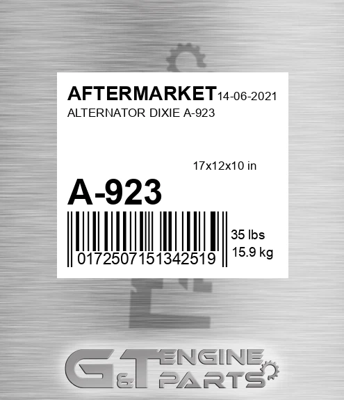 A-923 Alternator Dixie A-923 for AFTERMARKET
