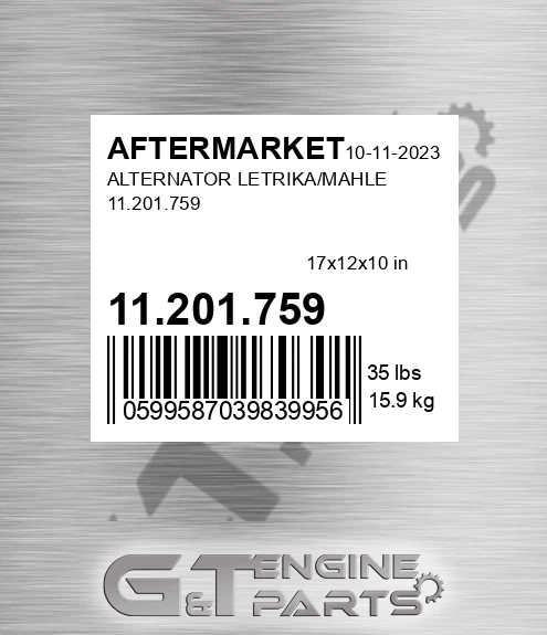 11.201.759 Alternator Letrika/mahle 11.201.759 for AFTERMARKET