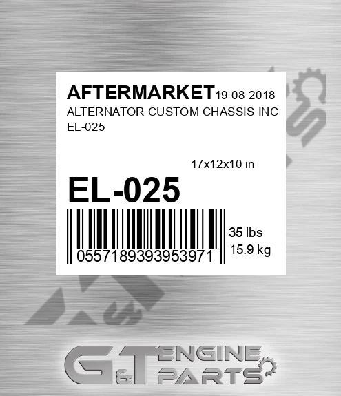 EL-025 Alternator Custom Chassis Inc El-025 for AFTERMARKET