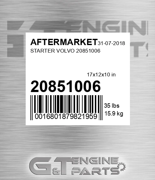 20851006 Starter Volvo for AFTERMARKET