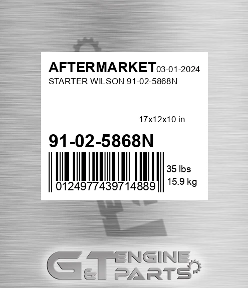 91-02-5868N Starter Wilson 91-02-5868n for AFTERMARKET