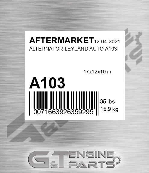 A103 Alternator Leyland Auto for AFTERMARKET