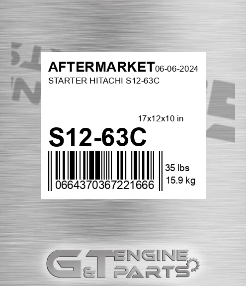 S12-63C Starter Hitachi S12-63c for AFTERMARKET