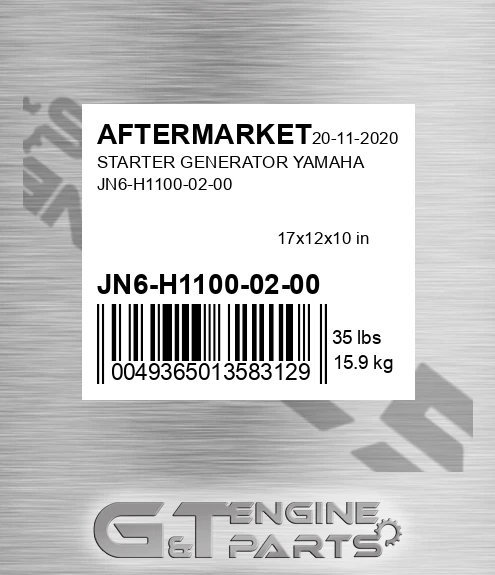 JN6-H1100-02-00 Starter Generator Yamaha Jn6-h1100-02-00 for AFTERMARKET