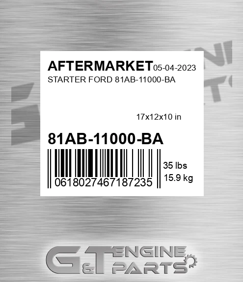81AB-11000-BA Starter Ford 81ab-11000-ba for AFTERMARKET