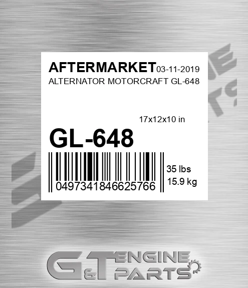 GL-648 Alternator Motorcraft Gl-648 for AFTERMARKET
