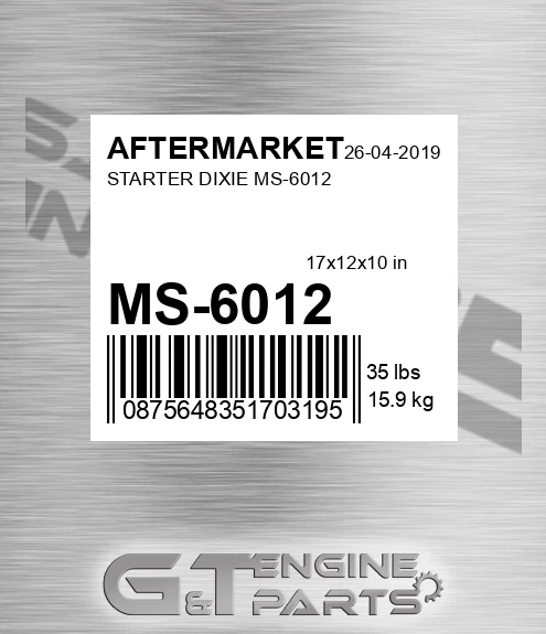 MS-6012 Starter Dixie Ms-6012