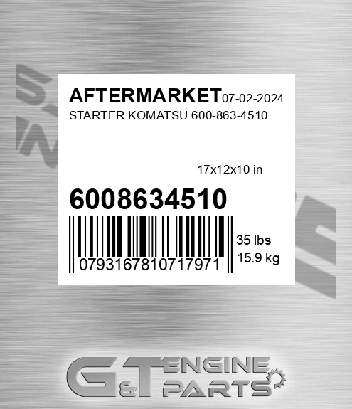 6008634510 Starter Komatsu for AFTERMARKET