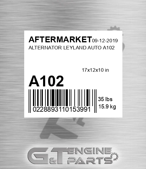 A102 Alternator Leyland Auto for AFTERMARKET