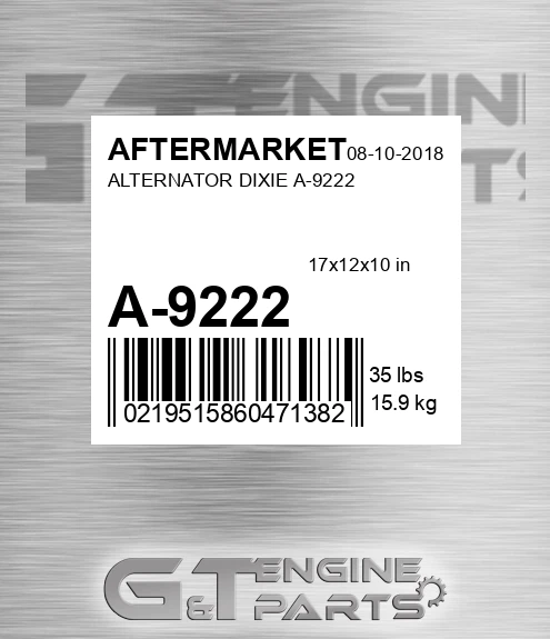 A-9222 Alternator Dixie A-9222 for AFTERMARKET
