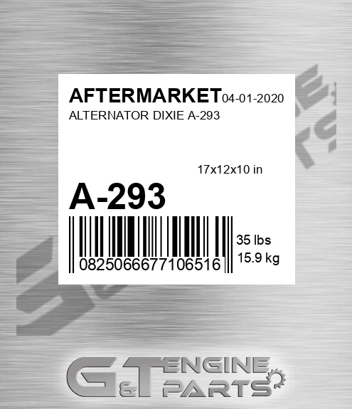 A-293 Alternator Dixie A-293 for AFTERMARKET