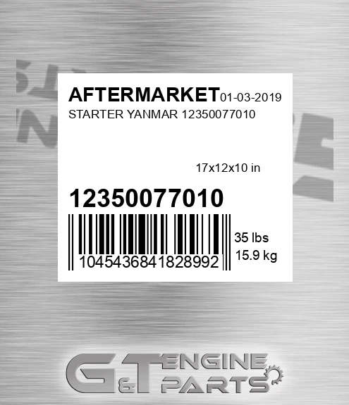 12350077010 Starter Yanmar 12350077010 for AFTERMARKET