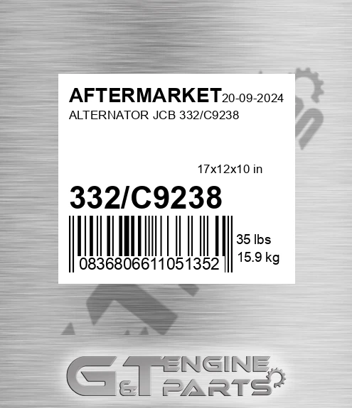 332/C9238 Alternator Jcb 332/c9238 for AFTERMARKET