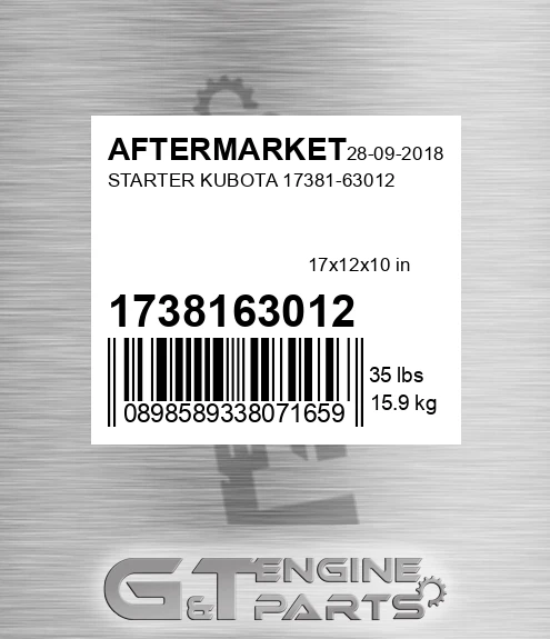 1738163012 Starter Kubota
