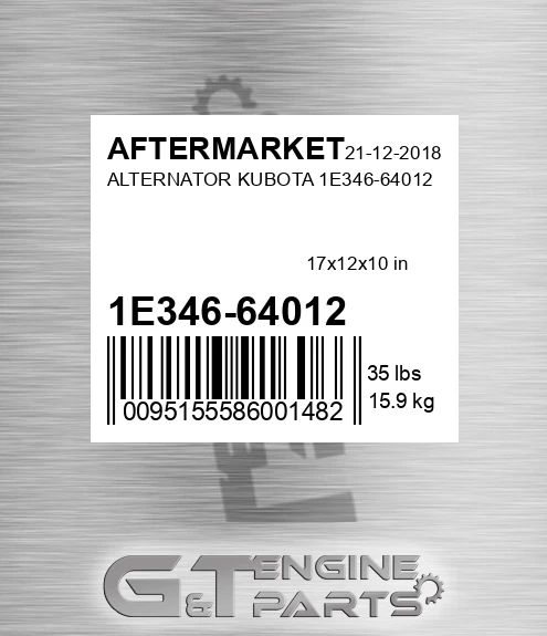 1E346-64012 Alternator Kubota 1e346-64012 for AFTERMARKET
