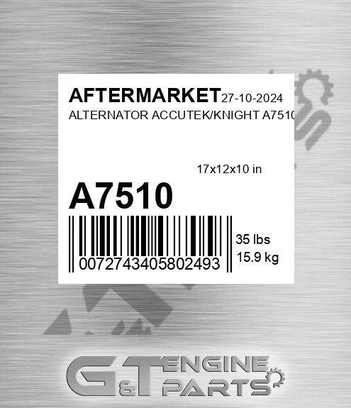 A7510 Alternator Accutek/knight for AFTERMARKET
