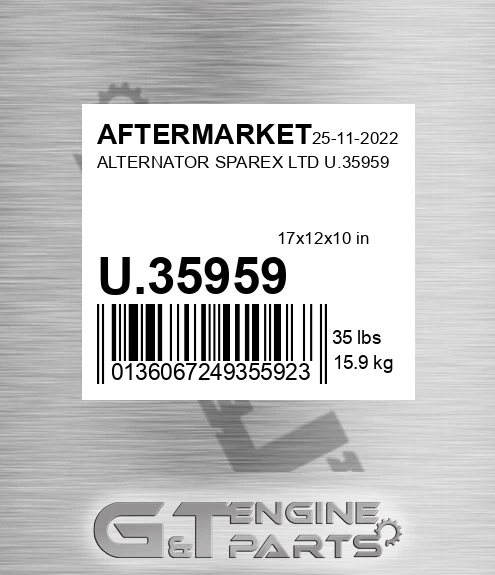 U.35959 Alternator Sparex Ltd U.35959 for AFTERMARKET