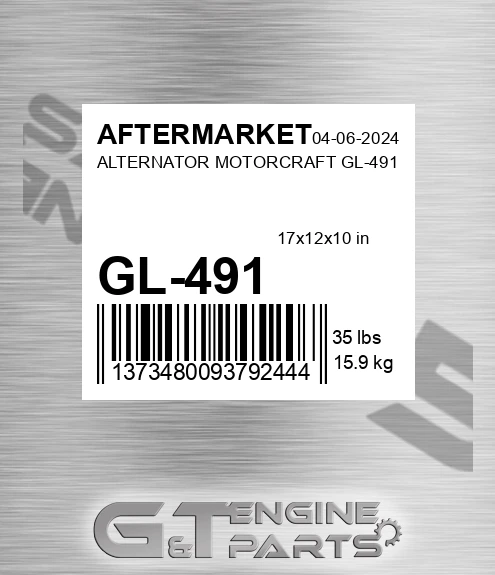 GL-491 Alternator Motorcraft Gl-491 for AFTERMARKET