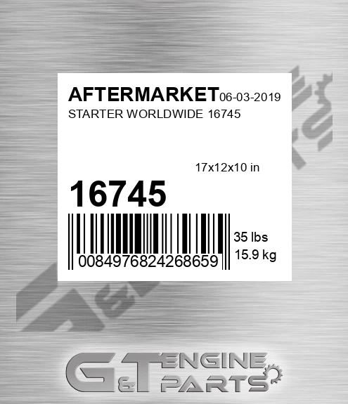 16745 Starter Worldwide for AFTERMARKET