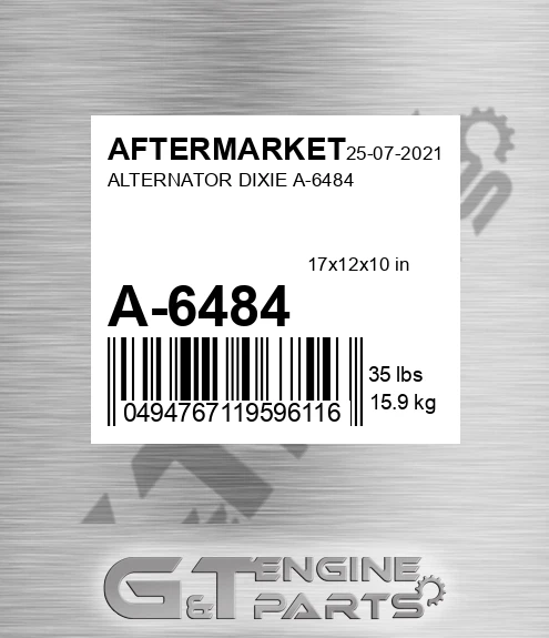 A-6484 Alternator Dixie A-6484 for AFTERMARKET