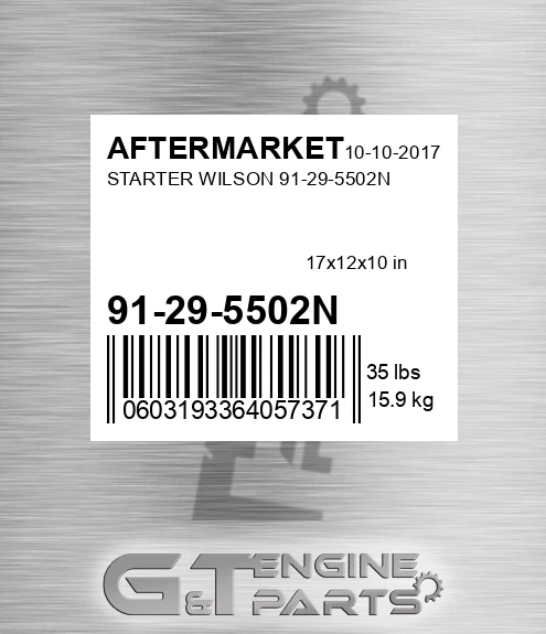 91-29-5502N Starter Wilson 91-29-5502n for AFTERMARKET
