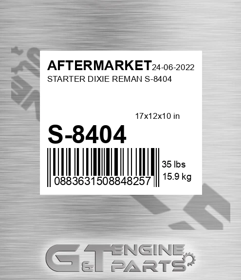 S-8404 Starter Dixie Reman S-8404 for AFTERMARKET