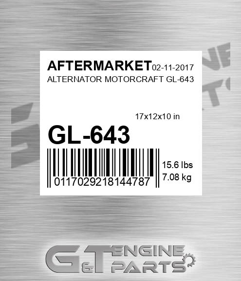 GL-643 Alternator Motorcraft Gl-643 for AFTERMARKET