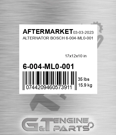 6-004-ML0-001 Alternator Bosch 6-004-ml0-001 for AFTERMARKET