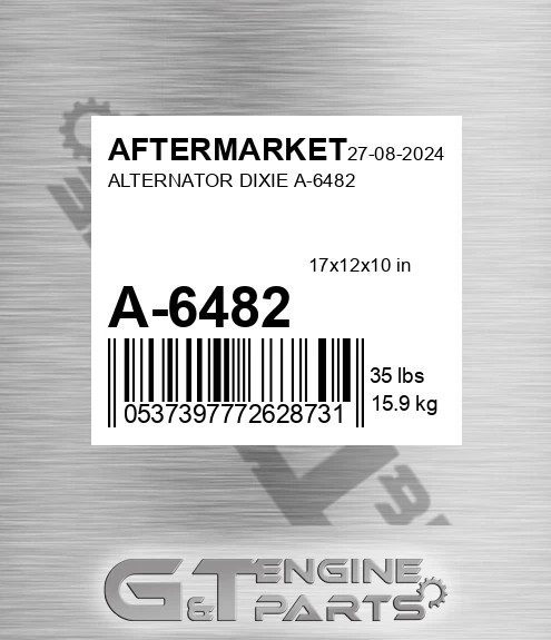 A-6482 Alternator Dixie A-6482 for AFTERMARKET