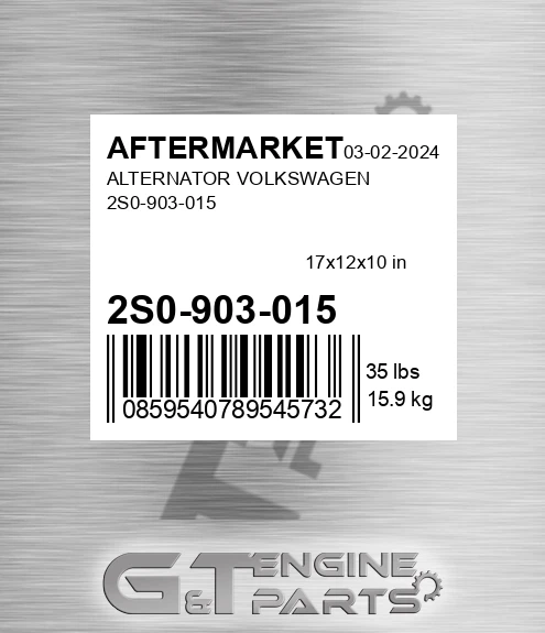 2S0-903-015 Alternator Volkswagen 2s0-903-015 for AFTERMARKET