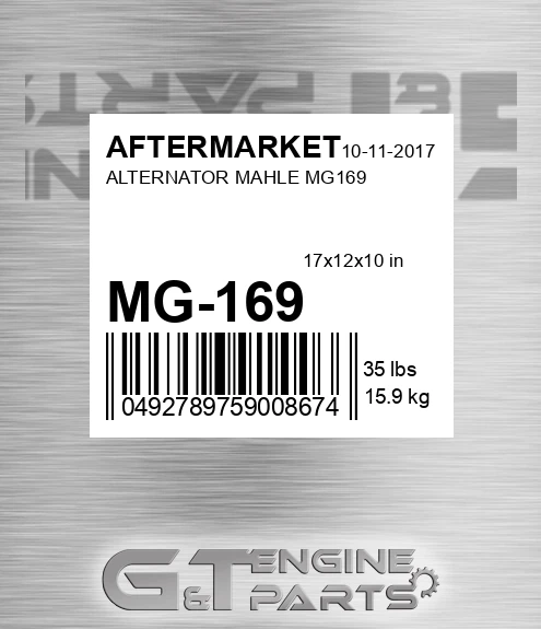 MG-169 Alternator Mahle for AFTERMARKET