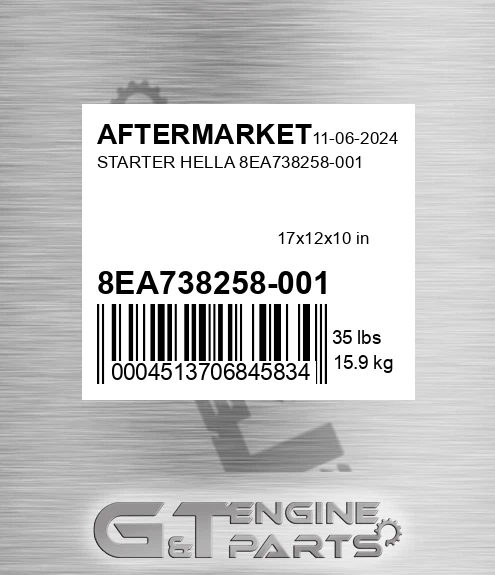 8EA738258-001 Starter Hella 8ea738258-001 for AFTERMARKET