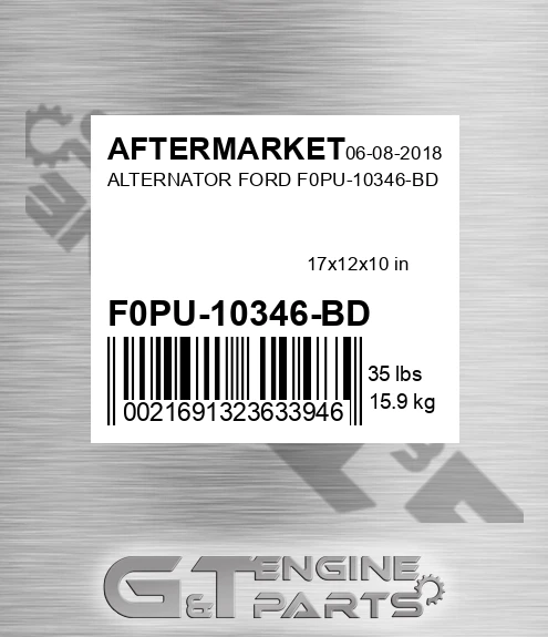 F0PU-10346-BD Alternator Ford F0pu-10346-bd for AFTERMARKET