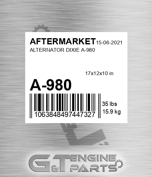 A-980 AFTERMARKET Alternator Dixie A-980