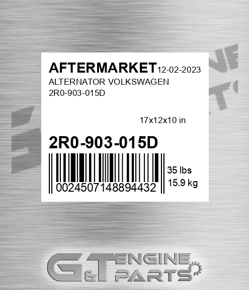 2R0-903-015D Alternator Volkswagen 2r0-903-015d for AFTERMARKET