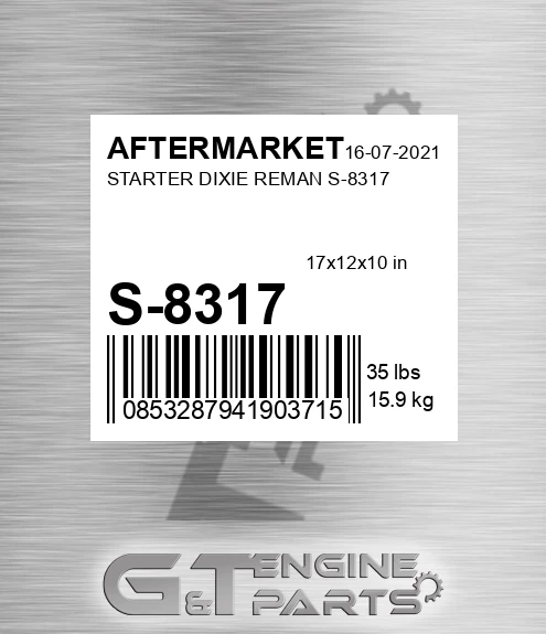 S-8317 Starter Dixie Reman S-8317 for AFTERMARKET